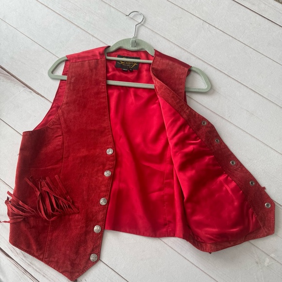 Scullly Red Genuine Leather Fringe Vest Coachella, Cowgirl, Rodeo Women’s 10 - Picture 6 of 16